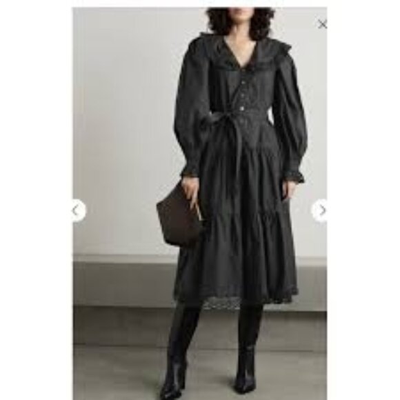 Sea New York Women's black Patrizia Lace Midi A-Line Dress large l - Picture 1 of 5